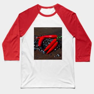 Hot Chili and Coffee Beans Baseball T-Shirt